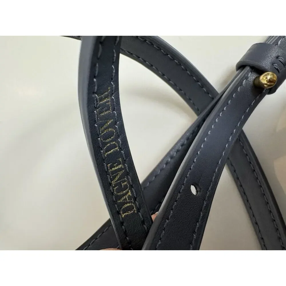Dagne Dover Double Zip Crossbody in Dusty Blue with Gold Hardware